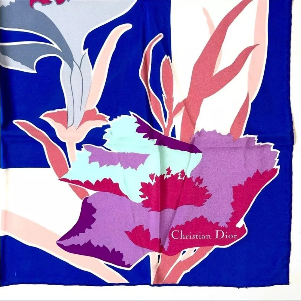 Dior Blue Floral Scarf